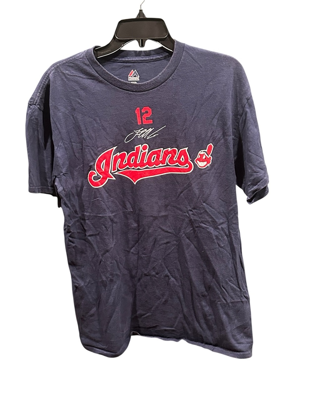 Cleveland Indians MLB Francisco Lindor #12 Men’s Large Majestic Jersey T-Shirt